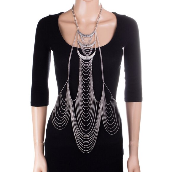 Stone Embellished Draped Chain Body Chain - Picture 2 of 3